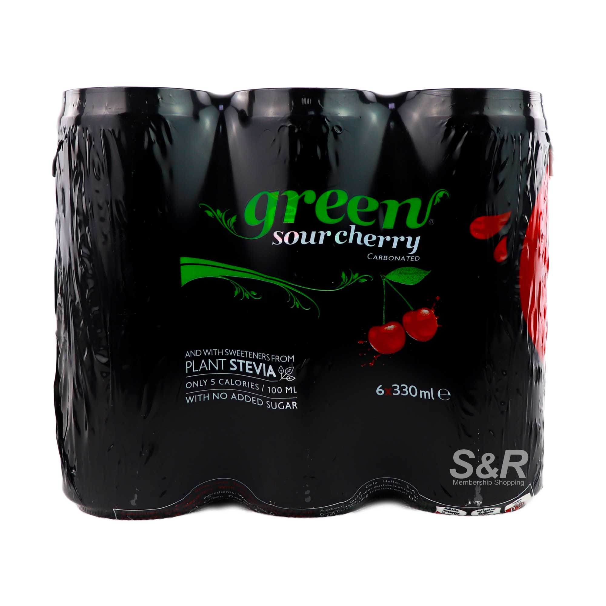 Green Sour Cherry Carbonated Drink 6 cans